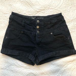 Black High Waist Jean Shorts